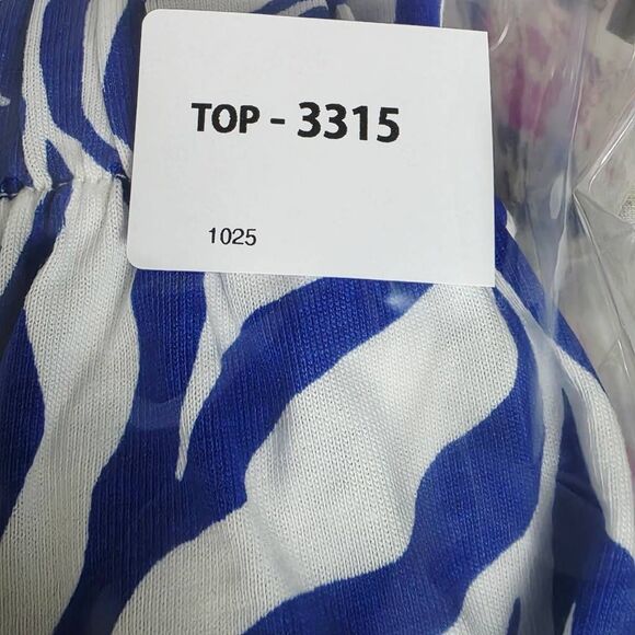 H&M Blue White Zebra Puff Sleeve Top XXL (NWT) - Picture 8 of 8